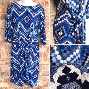 {SANDRA DARREN} Chevron Dress Tie Waist Sz 10